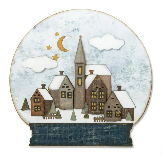 Sizzix - Thinlits Die Set by Tim Holtz - Snowglobe #2 (26pk). Die: 4 1/2" x 3 3/4" - 1/8" x 1/8". Available at Embellish Away in Bowmanville Ontario Canada. Example by brand ambassador.