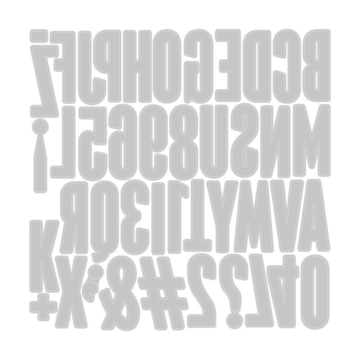Sizzix - Thinlits Dies By Tim Holtz - 43/Pkg - Alphanumeric Bulletin. Dual-layered and 2 inch high, this Alphabet set makes every word a statement! These 43 dies cuts an outline and an inner letter, to be used separately or together. Available at Embellish Away located in Bowmanville Ontario Canada.
