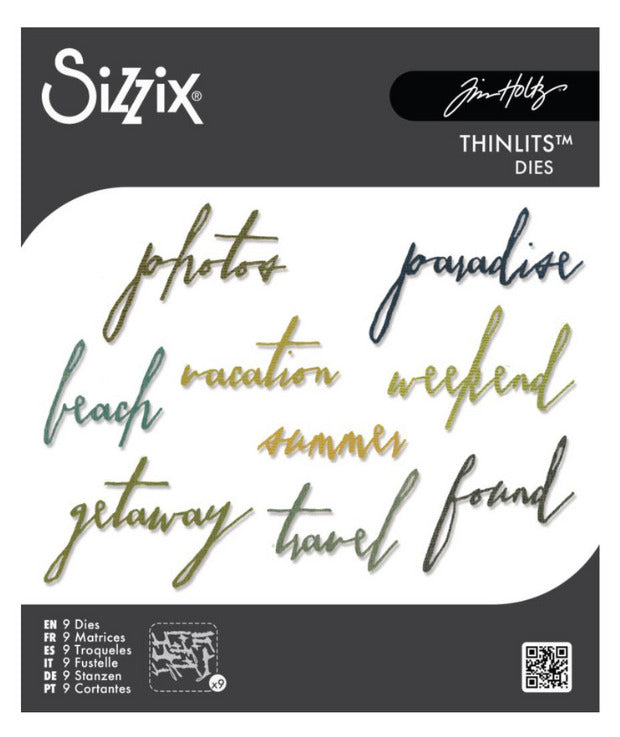 Sizzix - Thinlits Dies By Tim Holtz - Handwritten Vacation. Available at Embellish Away located in Bowmanville Ontario Canada.