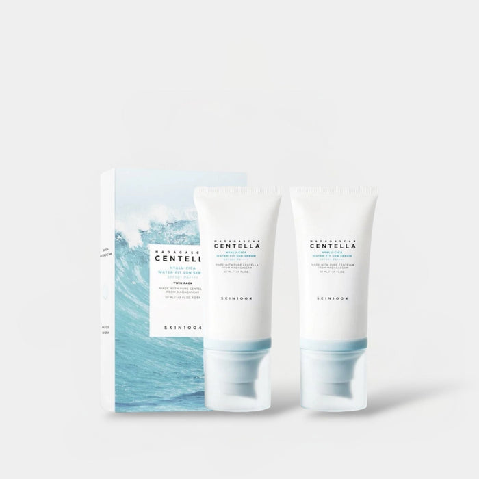 SKIN1004 Madagascar Centella Hyalu - Cica Water - Fit Sun Serum 50ml (Twin Pack) سيروم SKIN1004 مدغشقر سنتيلا هيالو - سيكا ووتر - فيت للحماية من الشمس (عبوة مزدوجة) - Princess Cosmetics Qatar