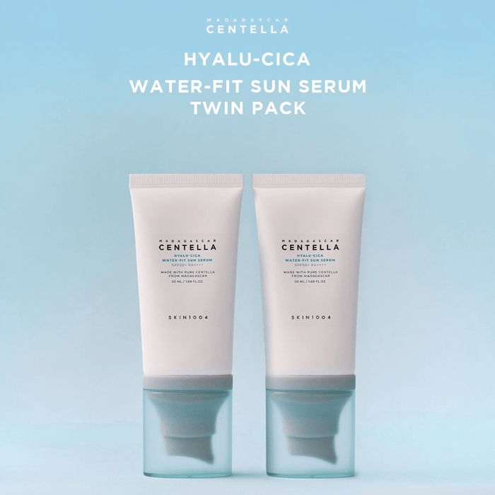 SKIN1004 Madagascar Centella Hyalu - Cica Water - Fit Sun Serum 50ml (Twin Pack) سيروم SKIN1004 مدغشقر سنتيلا هيالو - سيكا ووتر - فيت للحماية من الشمس (عبوة مزدوجة) - Princess Cosmetics Qatar