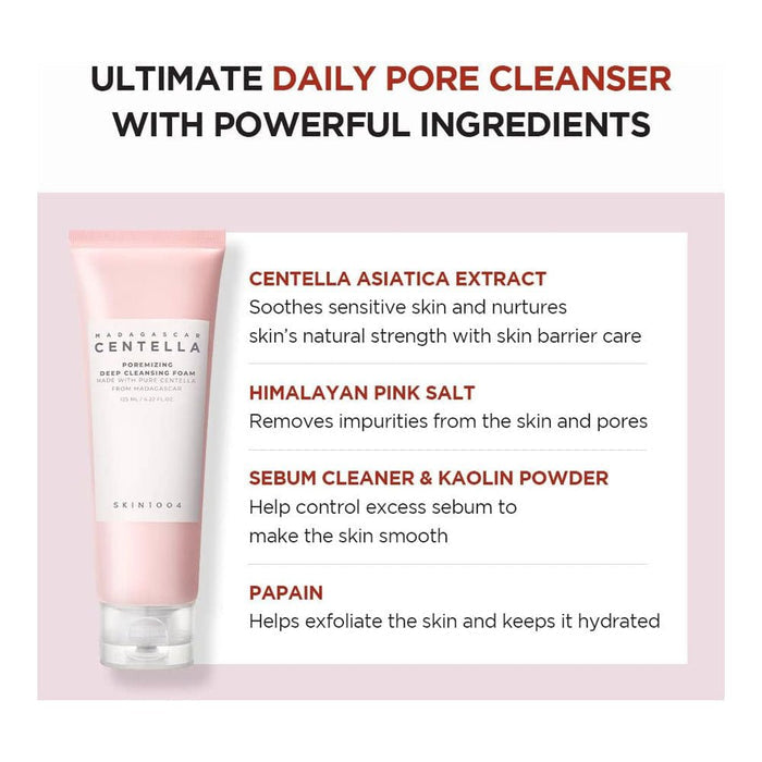 SKIN1004 Madagascar Centella Poremizing Deep Cleansing Foam 125ml. SKIN1004 مدغشقر سينتيلا رغوة التنظيف العميق - Princess Cosmetics Qatar