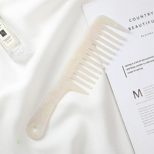 Smooth Glide Detangling Comb with Handle - Shell White