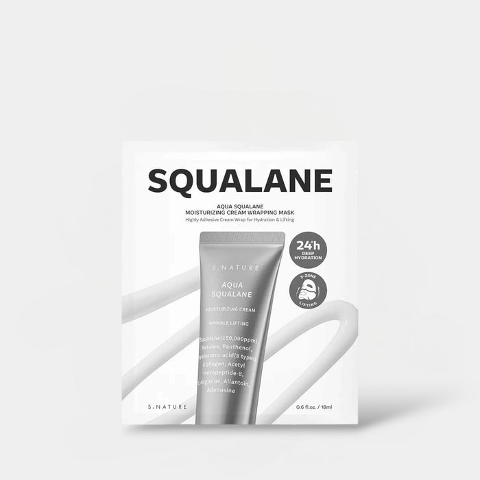 S.Nature Aqua Squalane Moisturizing Cream Wrapping Mask (1 Sheet) قناع تغليف كريمي مرطب من إس. ناتشر أكوا سكوالين - Princess Cosmetics Qatar