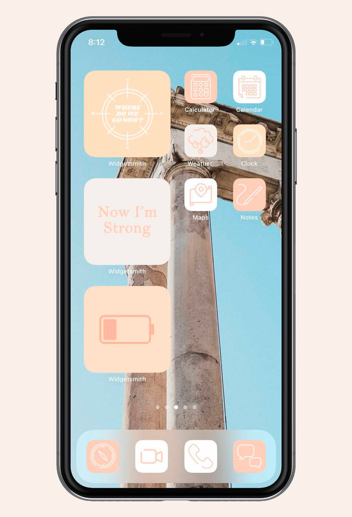 sky blue peach and nude colored ios icons and widgets