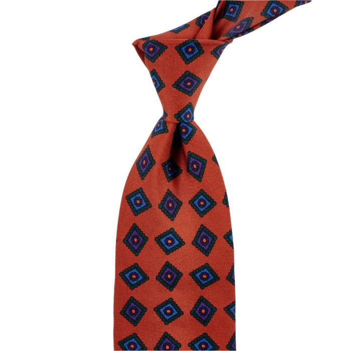Sovereign Grade Chestnut Art Deco Ancient Madder Silk Tie - 150 cm