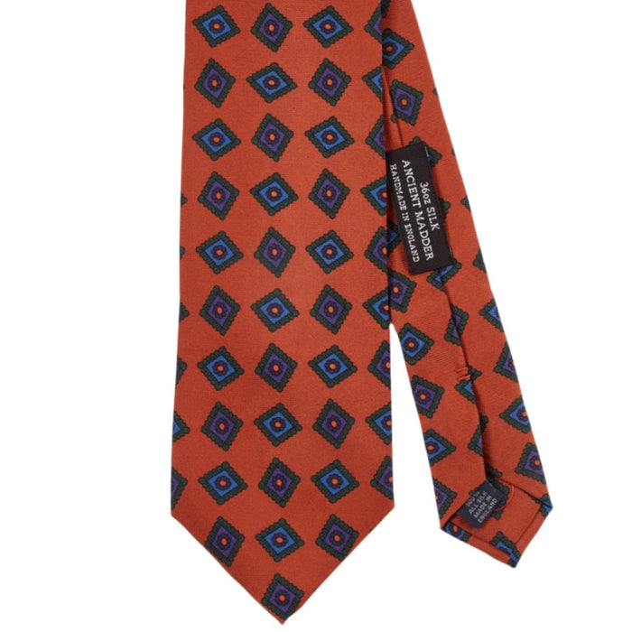 Sovereign Grade Chestnut Art Deco Ancient Madder Silk Tie - 150 cm