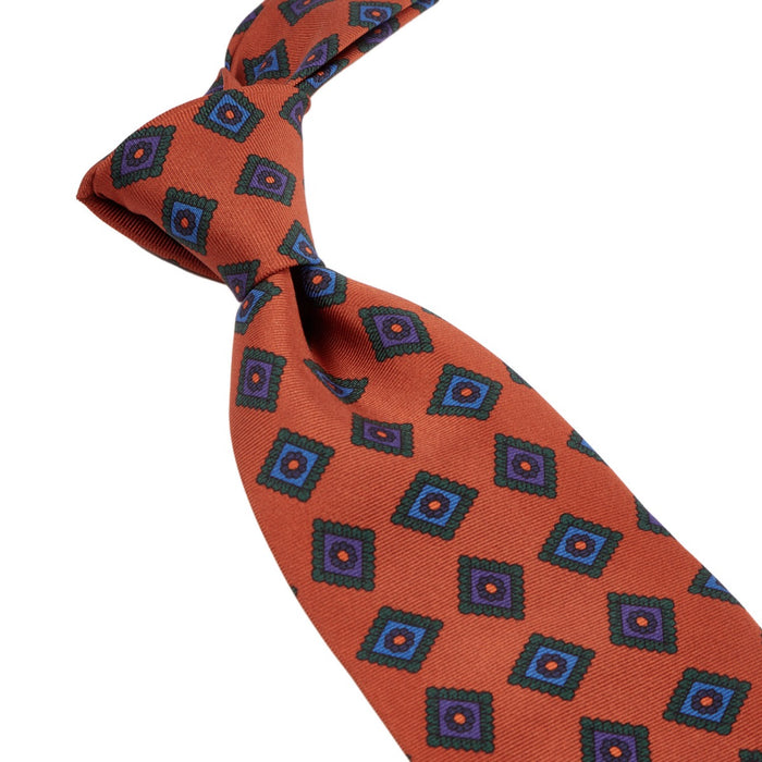 Sovereign Grade Chestnut Art Deco Ancient Madder Silk Tie - 150 cm
