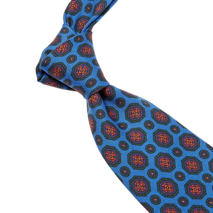 Sovereign Grade Madder Blue Geometric Ancient Madder Tie - 150 cm