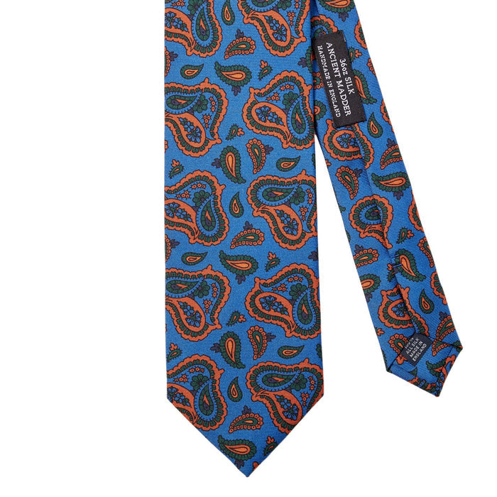 Sovereign Grade Madder Blue Paisley Ancient Madder Tie - 150 cm