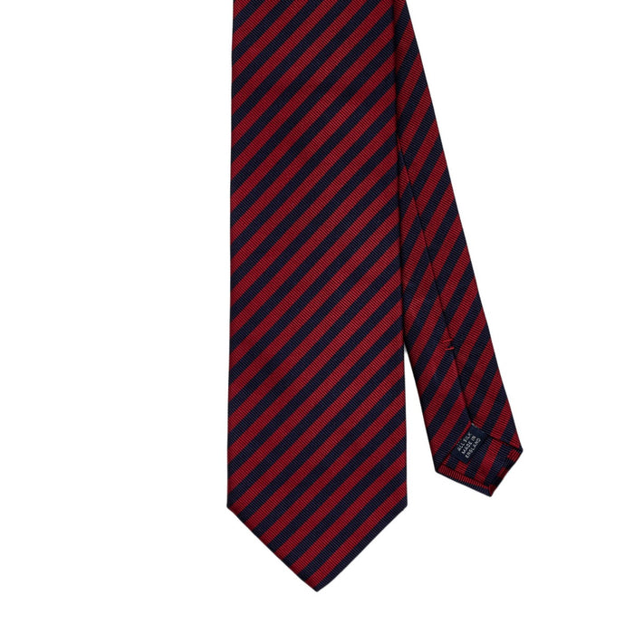 Sovereign Grade Navy & Red London Stripe Silk Tie - 150 cm