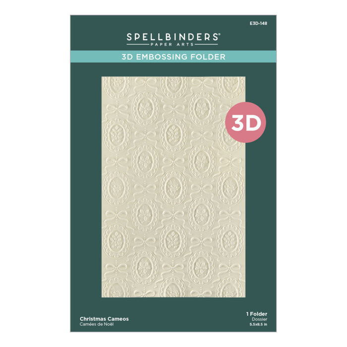 Spellbinders - 3D Embossing Folder - Merry Moments - Christmas Cameos. Available at Embellish Away in Bowmanville Ontario Canada.