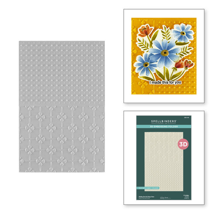 Spellbinders - 3D Embossing Folder - Tabbed Classics - Polka Dot & Posy Duo. Available at Embellish Away in Bowmanville Ontario Canada.