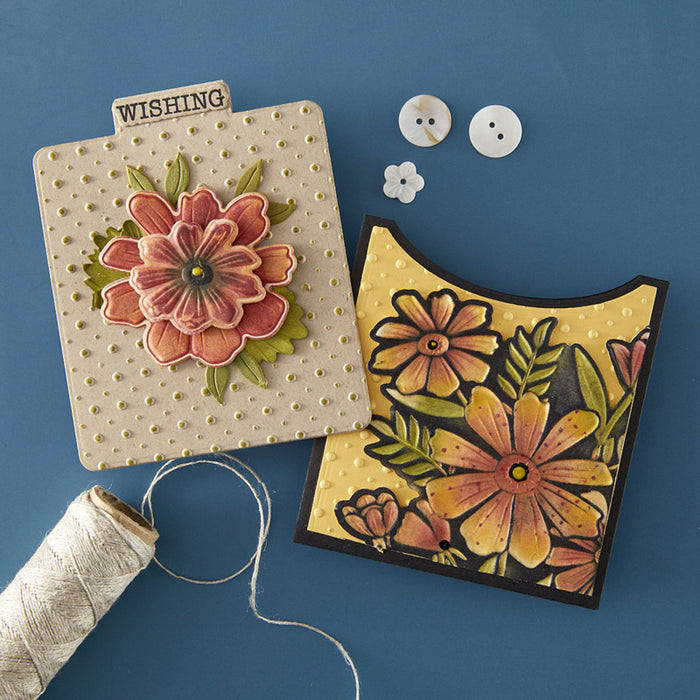 Spellbinders - 3D Embossing Folder - Tabbed Classics - Polka Dot & Posy Duo. Available at Embellish Away in Bowmanville Ontario Canada. Example by brand ambassador.