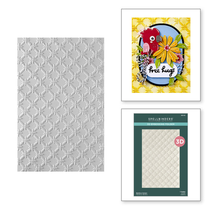 Spellinders - 3D Embossing Folder - Cheerful Chirps - Bamboo Screen. Available at Embellish Away located in Bowmanville Ontario Canada.
