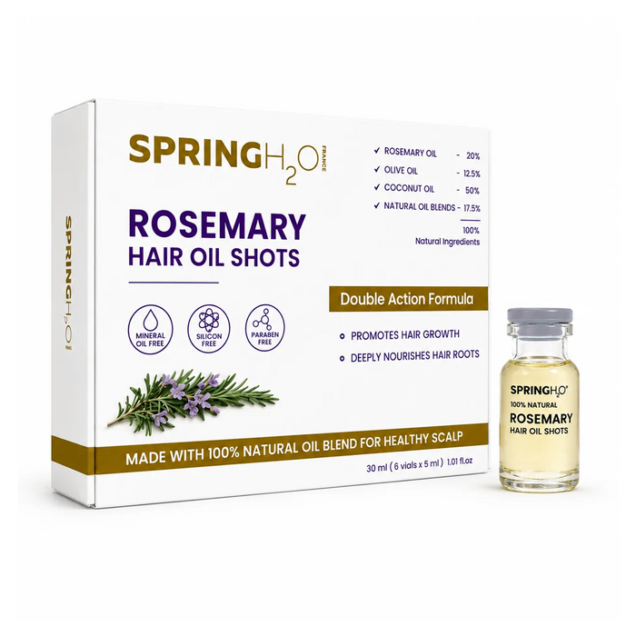 SPRING H2O Rosemary Hair Growth Combo | 6 Oil Shots + Shampoo & Conditioner + Hair Spray (200 ml)