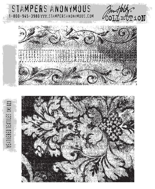 Stampers Anonymous - Tim Holtz - Cling Stamps - Weathered Textiles. Available at Embellish Away located in Bowmanville Ontario Canada.