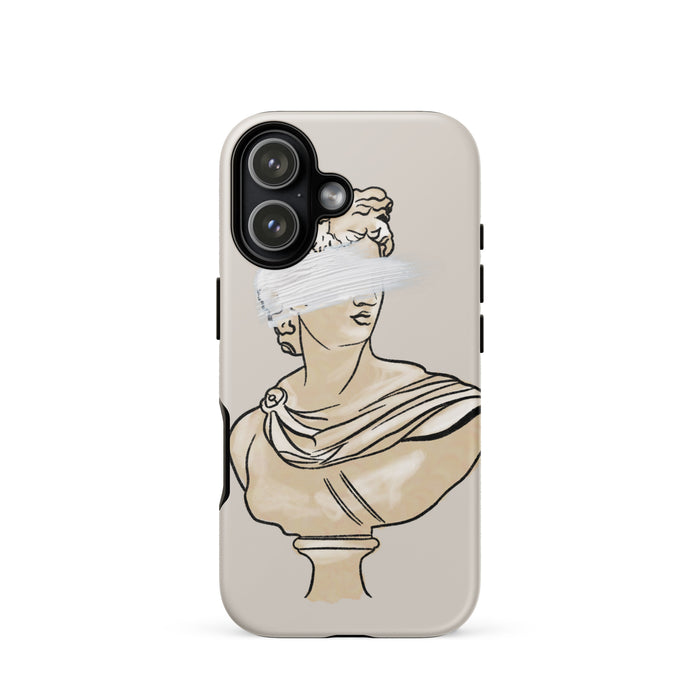 Phone case with classical bust design on a white background