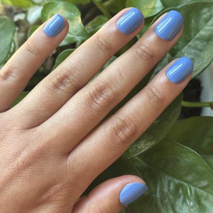 Summer Blue - Press-On | Extra Extra Short | Squoval true blue press-on nails in squoval shape for quick at-home manicure