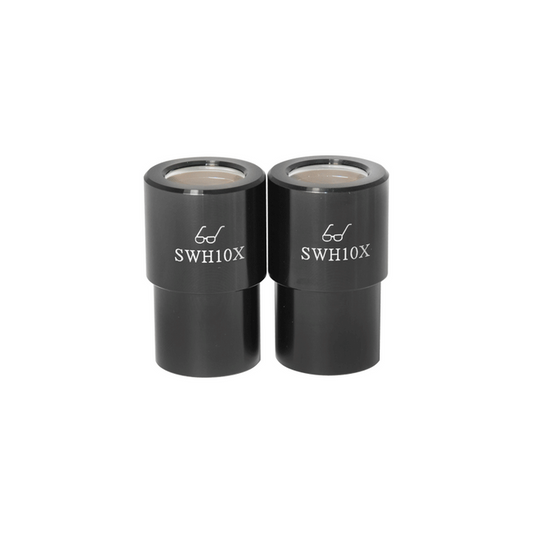 SWH 10X Super Widefield Microscope Eyepieces, High Eyepoint, 30mm, FOV 23mm (Pair), SKU SZ08013211, three quarter front view