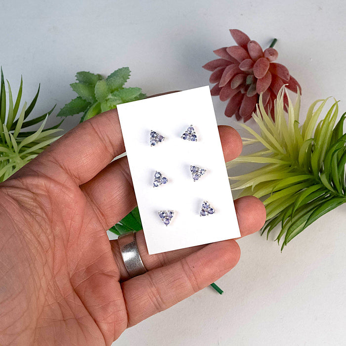 Tanzanite Stud Earrings 3mm .925 Silver - InnerVision Crystals