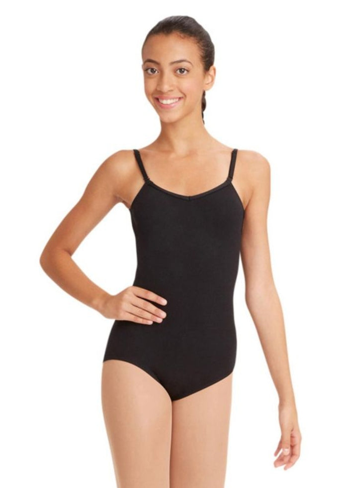 Capezio Team Basics TB1420 V neckline adjustable strap camisole leotard in black
