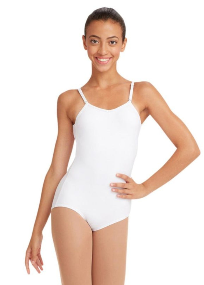 Capezio Team Basics TB1420 V neckline adjustable strap camisole leotard in white