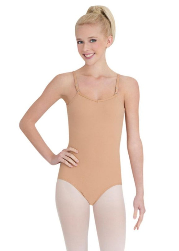 Capezio Team Basics TB1420 V neckline adjustable strap camisole leotard in light suntan nude