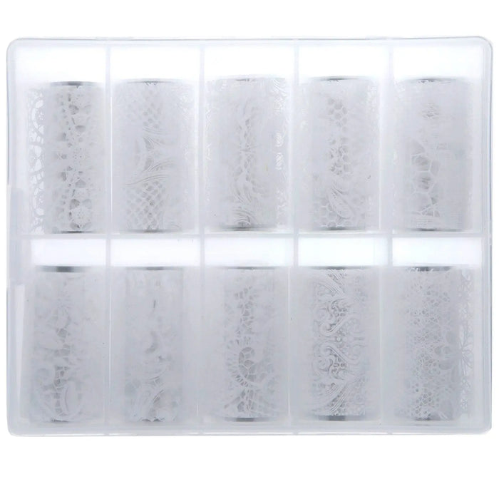 TFS-108 Transparent White Lace Set of Foils   Naio Nails