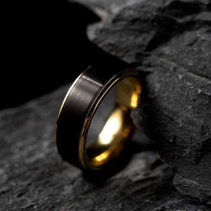 "The Ferrari" Tungsten  Black & Gold  Ring