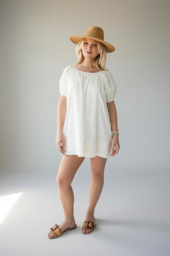 The Light In You Cream Puff Sleeve Mini Dress