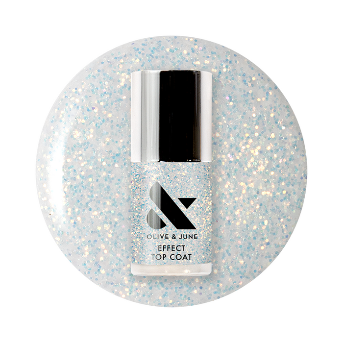 The Pixie Effect Top Coat with iridescent shimmer for magical manicure and long-lasting nail polish finish