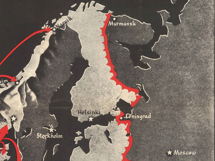 The Routes To Berlin, 1943 - Old World War 2 Map (with a Sad Little Hitler)