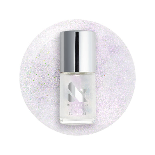 The Sparkle Fairy Effect Top Coat bottle with iridescent micro-flake polish for long-lasting magical manicures