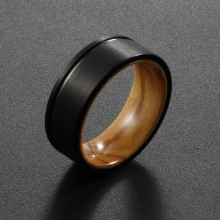 The Winner Black Tungsten Satin Authentic Whiskey Oak Barrel  8mm