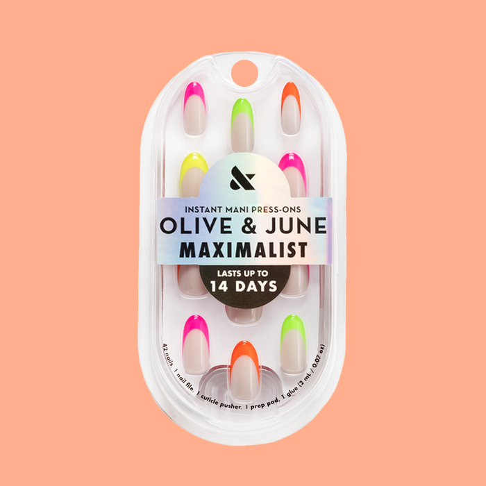 Thick Rainbow French Mixed Pack - Press-On | Medium | Oval with neon thick french tips for easy at-home manicure