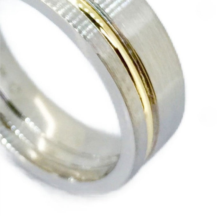 Titanium Satin Finish Ring with Gold Inlay (7mm)