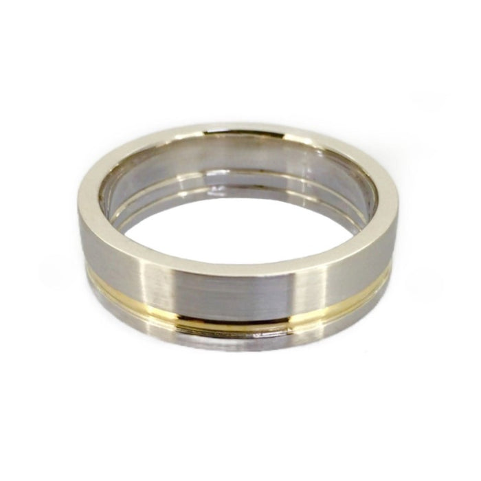 Titanium Satin Finish Ring with Gold Inlay (7mm)