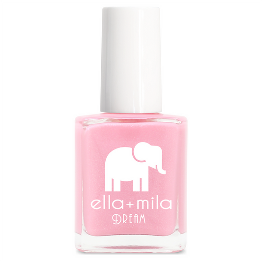 Toes Down Chin Up shimmery true pink nail polish bottle – ella+mila Dream
