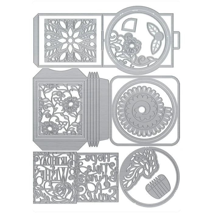 Tonic Studios - Die Set - Amazing Aperture Box. Craft sensational boxes, memory books, interactive cards and more with the Dimensions range of three-dimensional dies! Available at Embellish Away located in Bowmanville Ontario Canada.