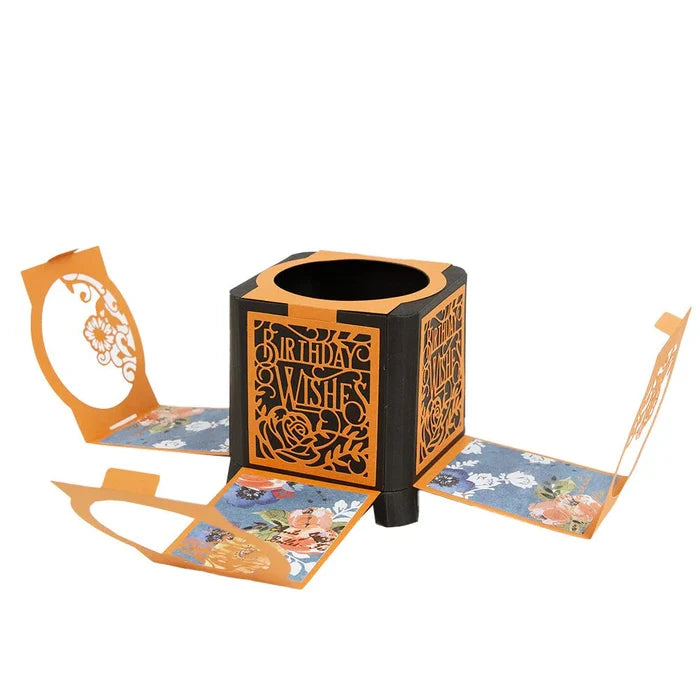 Tonic Studios - Die Set - Amazing Aperture Box. Craft sensational boxes, memory books, interactive cards and more with the Dimensions range of three-dimensional dies! Available at Embellish Away located in Bowmanville Ontario Canada. Example by brand ambassador.