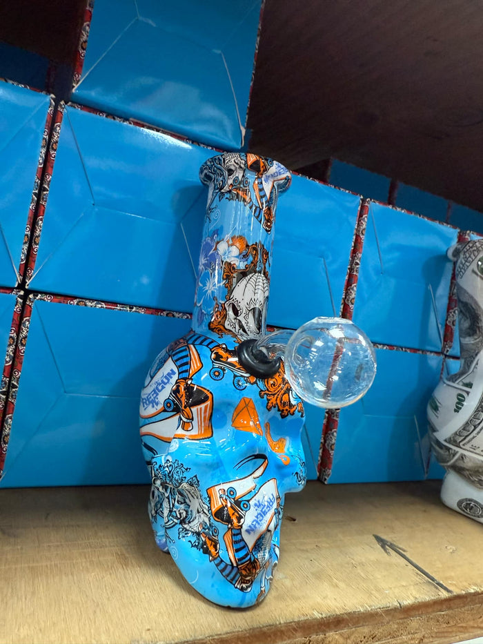 SKY BLUE/ORANGE DERBY RULES SKULL