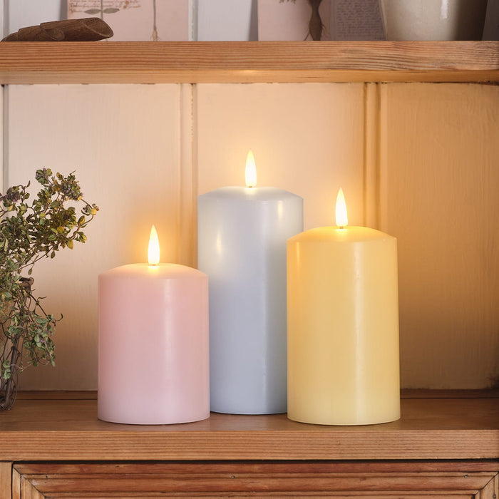 TruGlow® Pastel LED Pillar Candle Trio With Remote Control