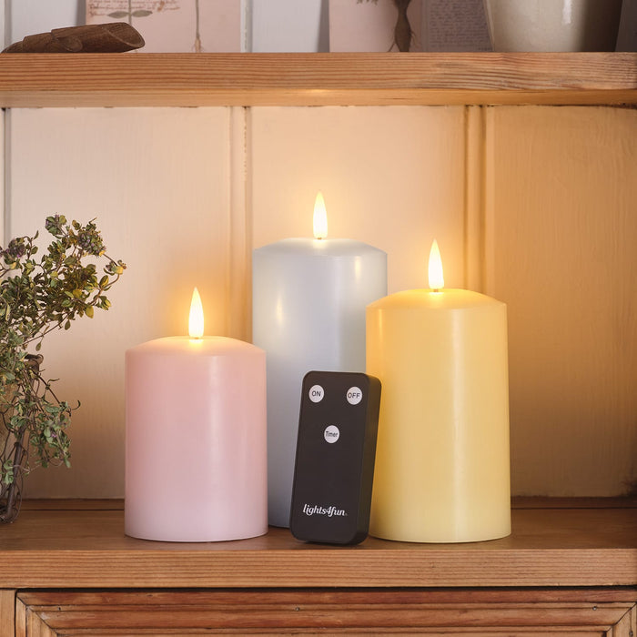 TruGlow® Pastel LED Pillar Candle Trio With Remote Control