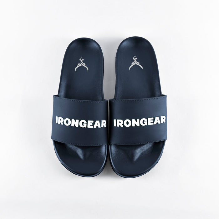 Unisex Signature Slides Navy/White - IRONGEAR Fitness