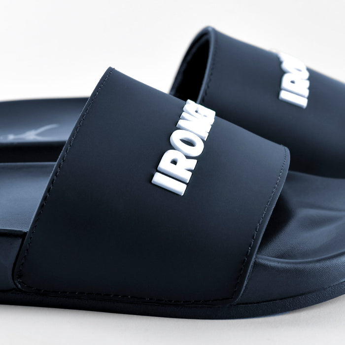 Unisex Signature Slides Navy/White - IRONGEAR Fitness