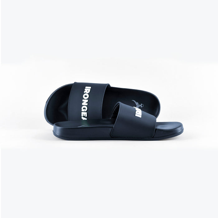 Unisex Signature Slides Navy/White - IRONGEAR Fitness