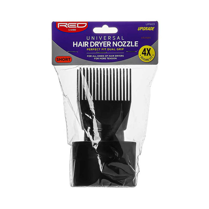 RED BEAUTY by KISS short black universal hair dryer nozzle comb attachment for styling and detangling