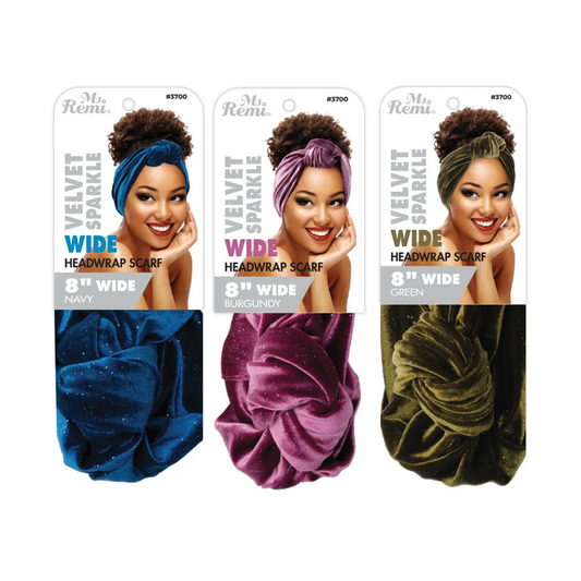 Velvet Sparkle Wide Silky Headwrap Scarf [Assorted Color] #3700