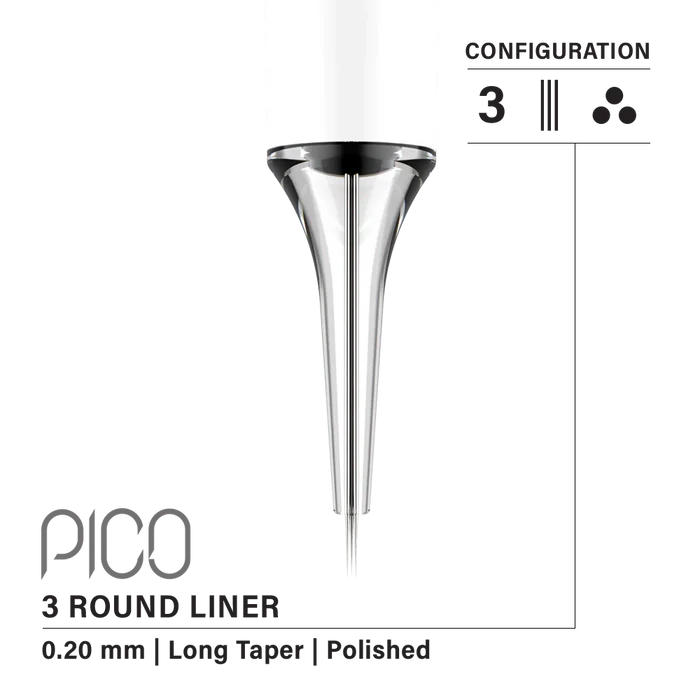 Vertix Pico Round Liner  3 / 0.20 mm Long Taper (20 pack) Supreme Permanent